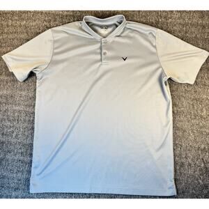 Mens Callaway Gray Opti Dri Henley Collar Golf Polo Shirt XL